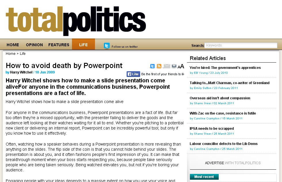 Total Politics June 2010 Death by Powerpoint