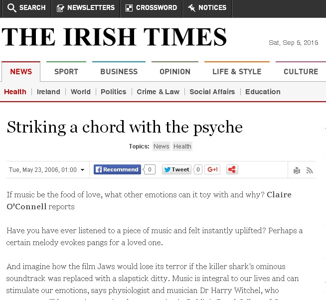 music interview Harry Witchel Irish Times 2006